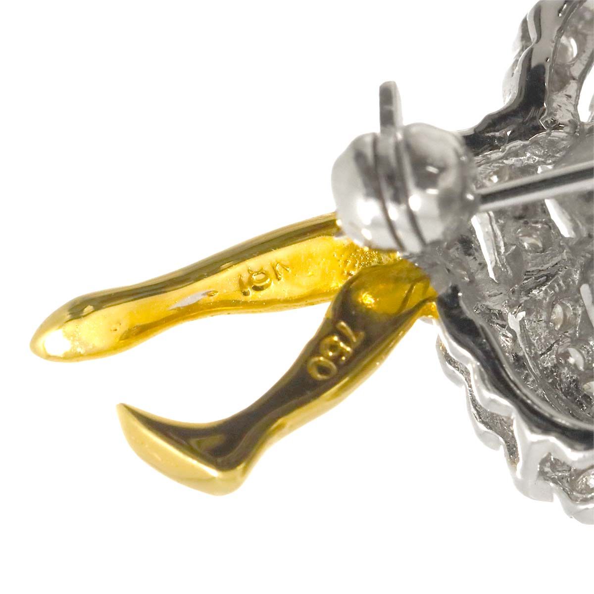 Vintage K18 WGダイヤモンド ブローチ Brooch 約19g