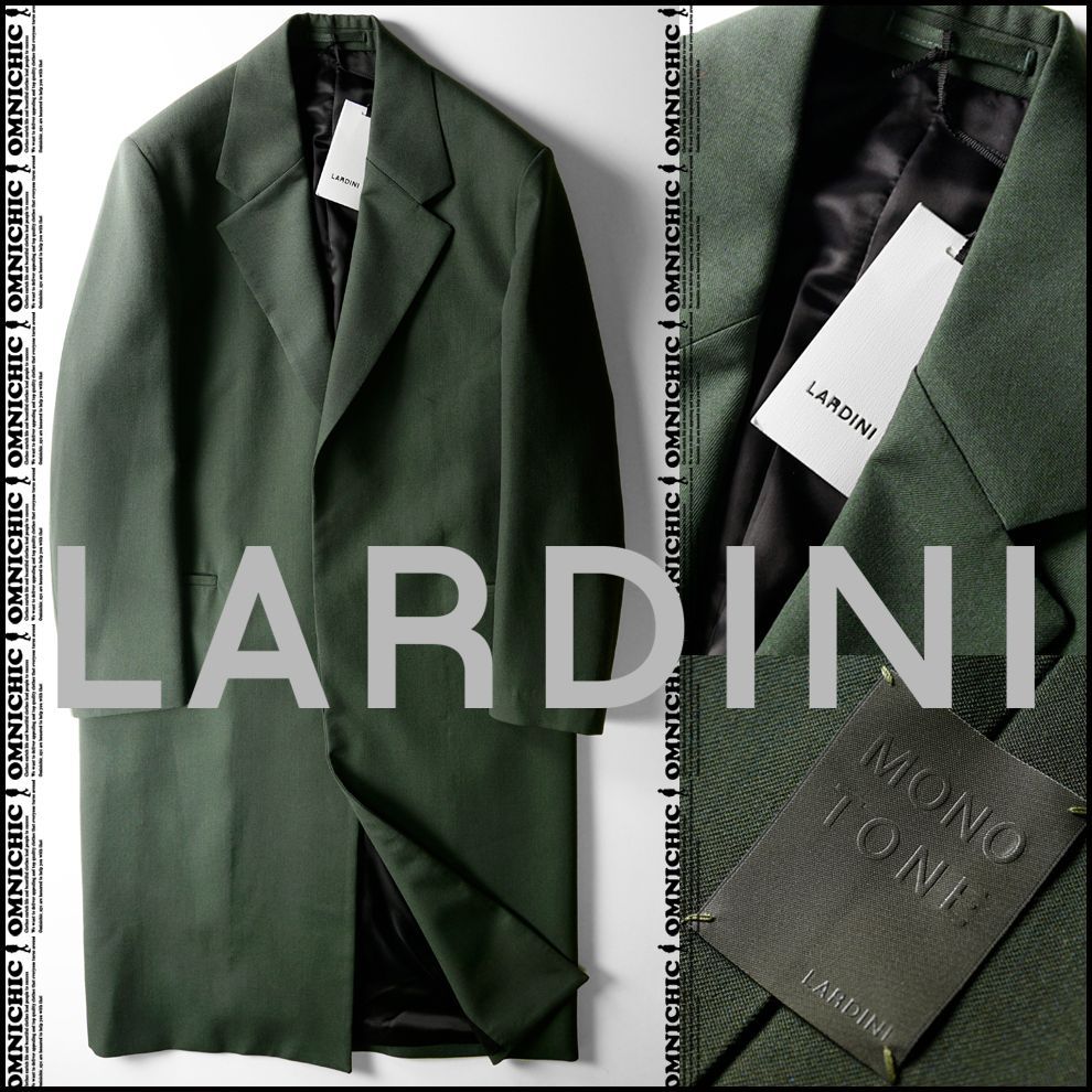 完璧な 感纏う LARDINI ラルディーニ 新モデル モノトーン MONOTONE ウール 比翼仕立て ロングチェスターコート 3釦 Made in ITALY