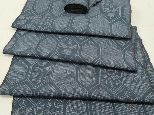 平和屋着物▽本塩沢 単衣 間道 証紙付き 正絹 逸品 DAAV3135du