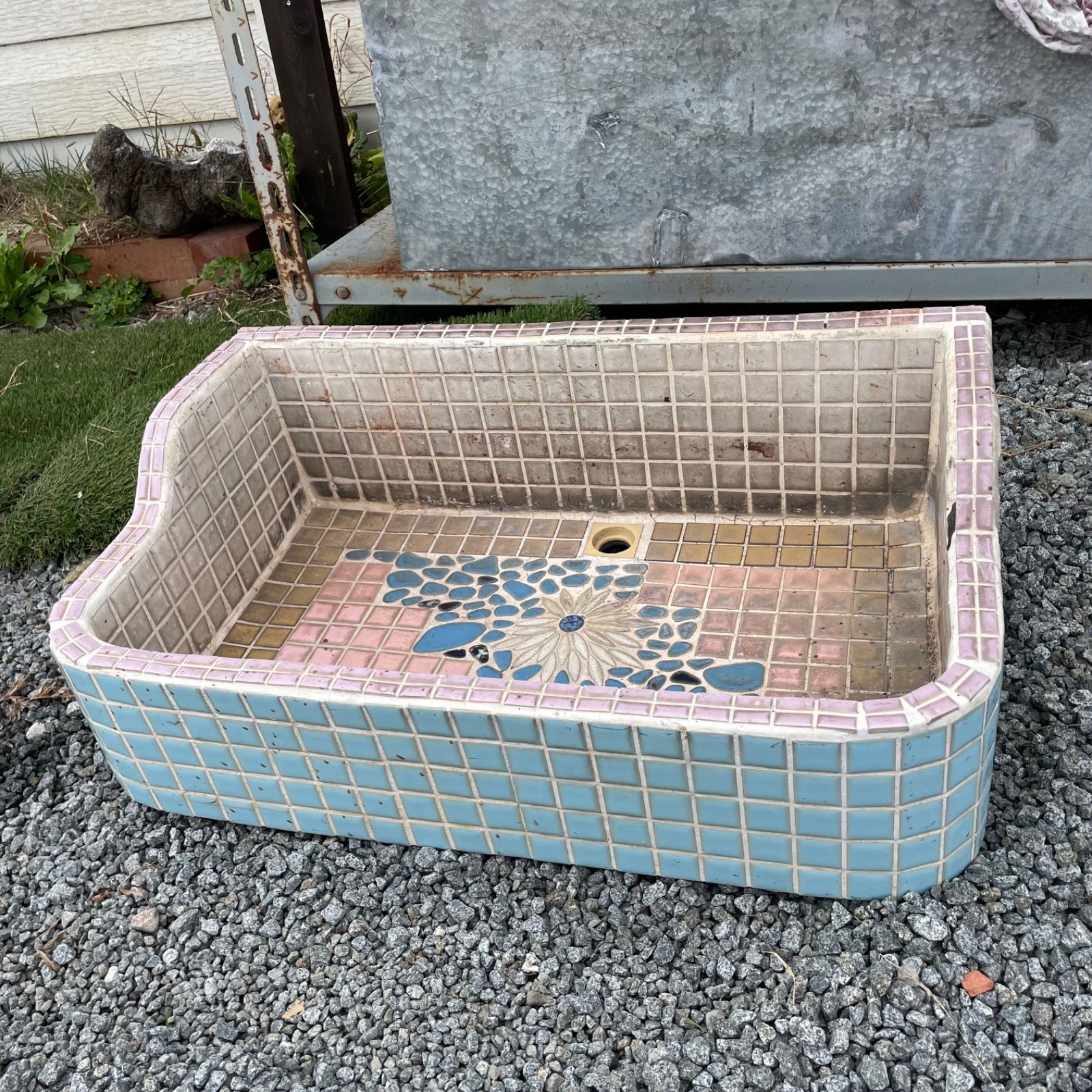 ♭ ガーデンシンク タイルシンク 流し台 手洗い ガーデニング 園芸 店舗 アンティーク リノベーション ビンテージ レトロ