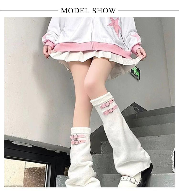 ルーズソックス ベルト付き ニット レッグウォーマー レッグカバー レディース 足首ウォーマー 可愛い 厚手 防寒 冷え対策 暖かい 靴下 原宿系 ギャル 地雷系 サブカル ゴシック系 可愛い コスプ perfmax414 WWW_MORNINGWALKER_COM