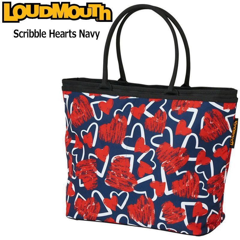 ラウドマウス ビッグトートバッグ Scribble Hearts Navy スクリブル