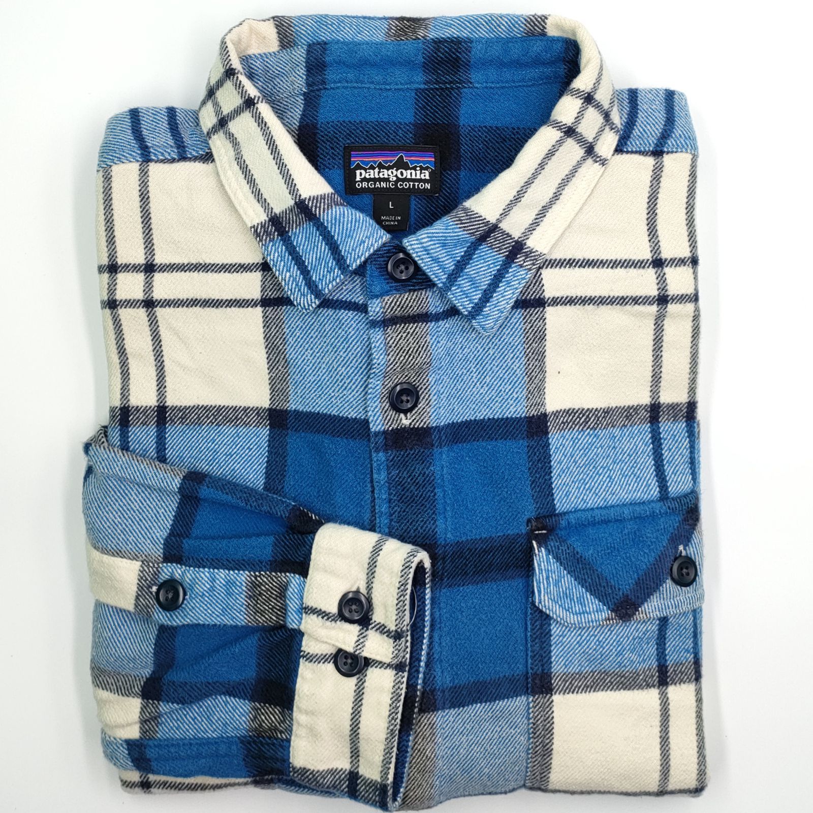 patagonia フィヨルドシャツ へビネル ロエベ Lサイズ ブルー オーガニックコットン パタゴニア