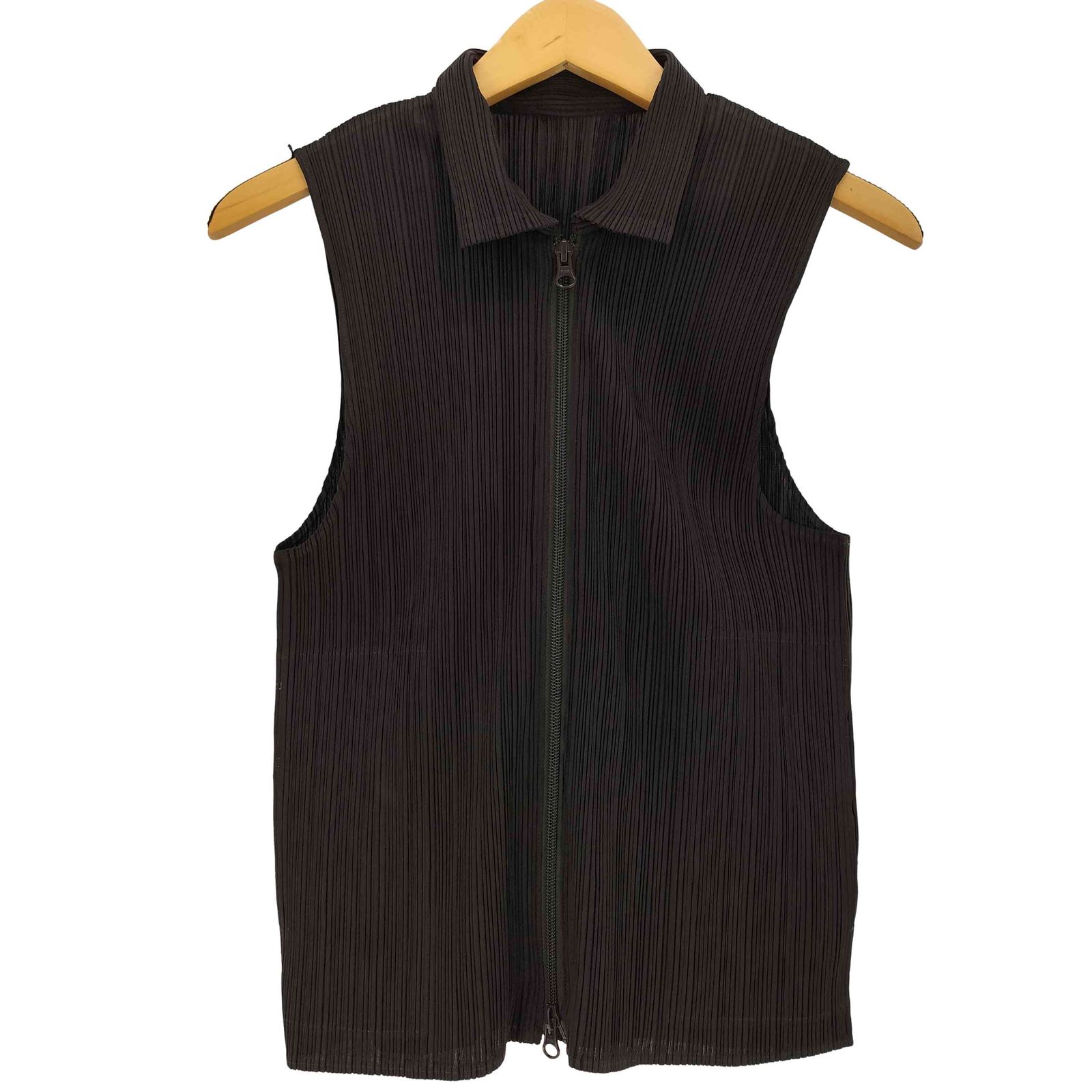プリーツプリーズイッセイミヤケ PLEATS PLEASE ISSEY MIYAKE 98SS ダブルジップ ジップアップ プリーツベスト レディース JPN 3