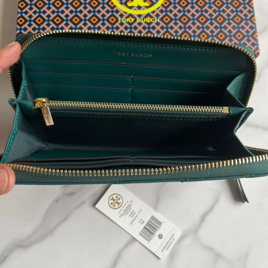 TORY BURCH トリーバーチ キラ シェブロン ジップ コンチネンタル ウォレット 長財布 アウトレット品 グリーン #56605 - メルカリ