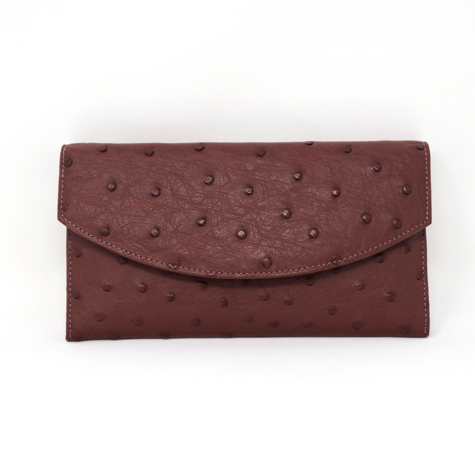 オーストリッチレザー 赤茶色？ 長財布 5%offクーポンレディース 長財布 本革 オーストリッチ