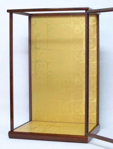 木製人形ケース 間口35×奥行27×高さ52cm ケース内寸 ケヤキ塗り ガラス戸付 日本人形 市松人形