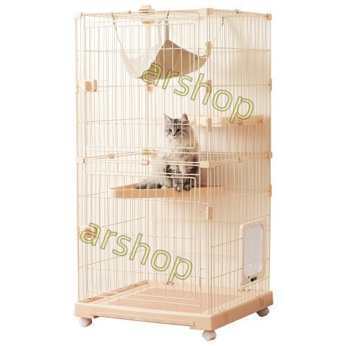 猫 ケージ キャットケージ 2段 ペットケージ キャスター付 猫ゲージ
