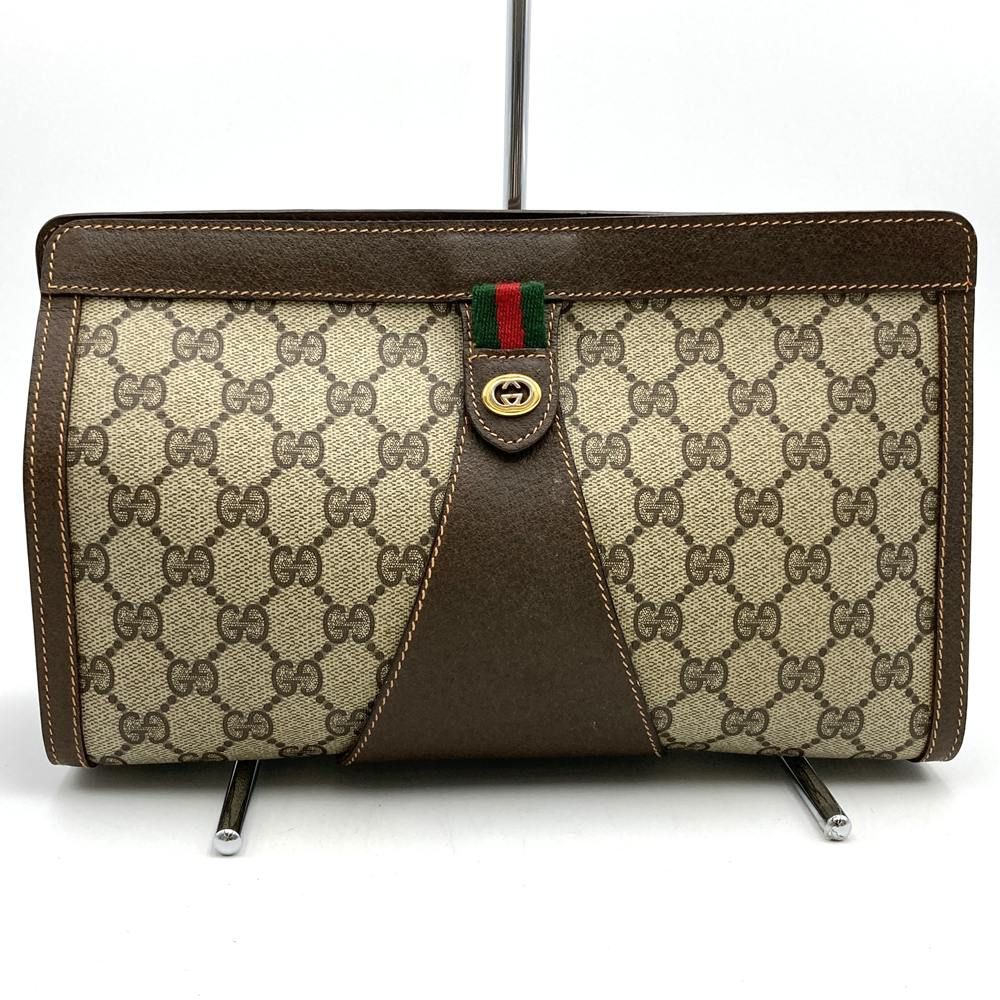 GUCCI グッチ 89 01 033 グッチ クラッチバッグ セカンドバッグ GGスプリームキャンバス ブラウン ベージュ 茶色 レディース メンズ