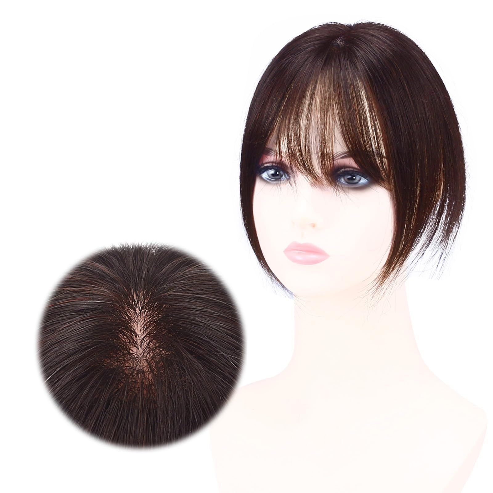 白髪隠し 薄毛 ヘアピース レデイーズ かつら 前髪 医療用ウィッグ 女性用 総手植え 脱毛症 通気性 ポイントウィッグ 増毛 頭頂部 ボリュームアップ 自然 つむじ ウィッグ 分け目 部分かつら 人毛100 カツラ 部分ウィッグ 栗色 HIYE