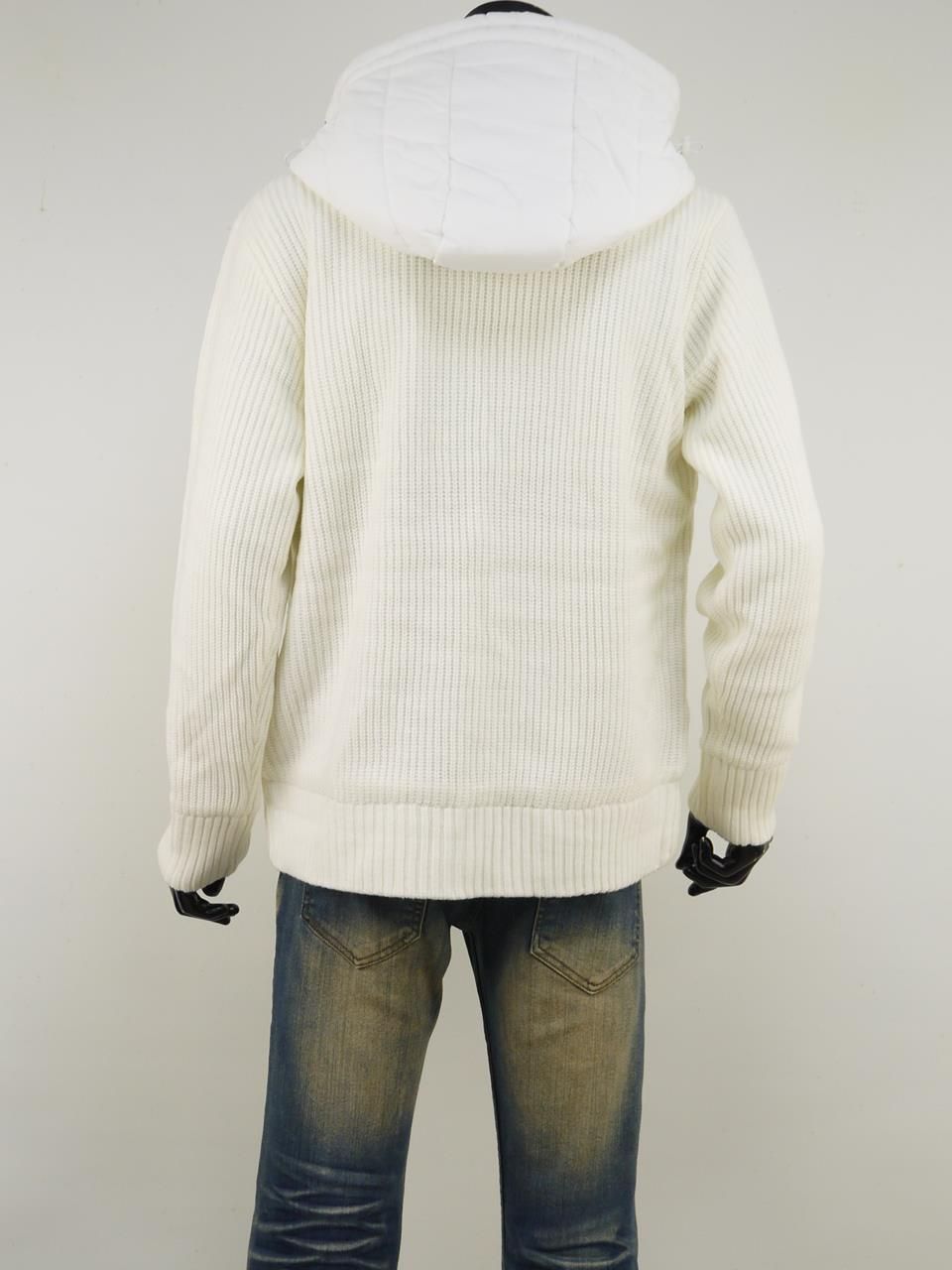 コンビブルゾン メンズ 中綿ジャケット ニット切替 ボリュームネック