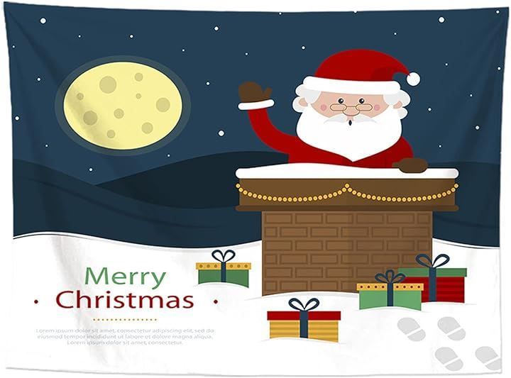 ノーブランド クリスマス タペストリー 装飾品 インテリア デコレーション 150x200cm サンタクロース柄