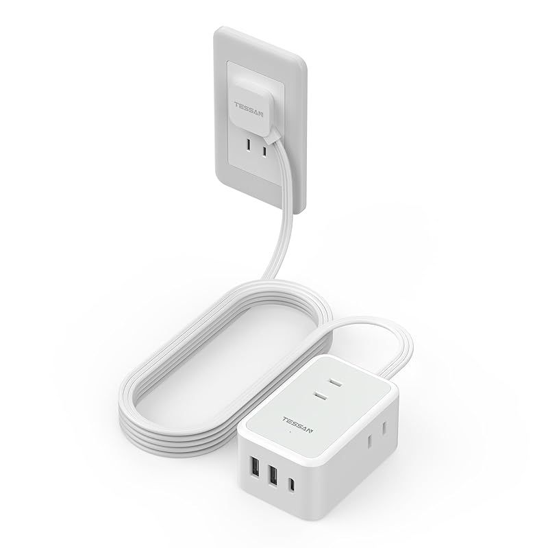 延長コード 2m 電源タップ usb付き usb-c コンセント type-c タコ足配線 テーブルタップ TESSAN 3ACコンセント USB-C 1ポート USB-A 2ポート 蛸足コンセント マルチタップ 1
