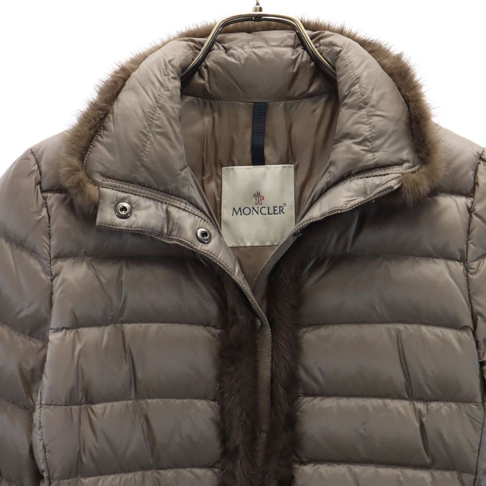 MONCLER - モンクレール ハンガリー製 ダウンジャケット 0 グレージュ系 MONCLER ミンクファー付き TEMPLEZ GIUBBOTTO レディース MONCLER - モンクレール ハンガリー製 ダウンジャケット 0