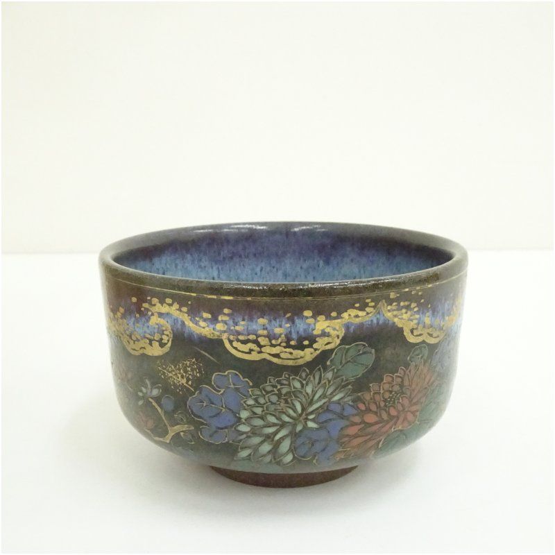 泰山造 天目菊花文茶碗（共箱） 茶道 抹茶 おしゃれ 抹茶茶碗 抹茶碗