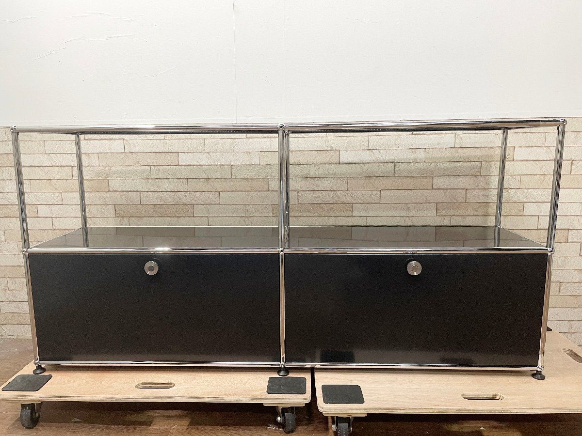 USM Haller USMハラーシステム 2列2段 キャビネット サイドボード ブラック 黒 収納 定価約25万 畑1125