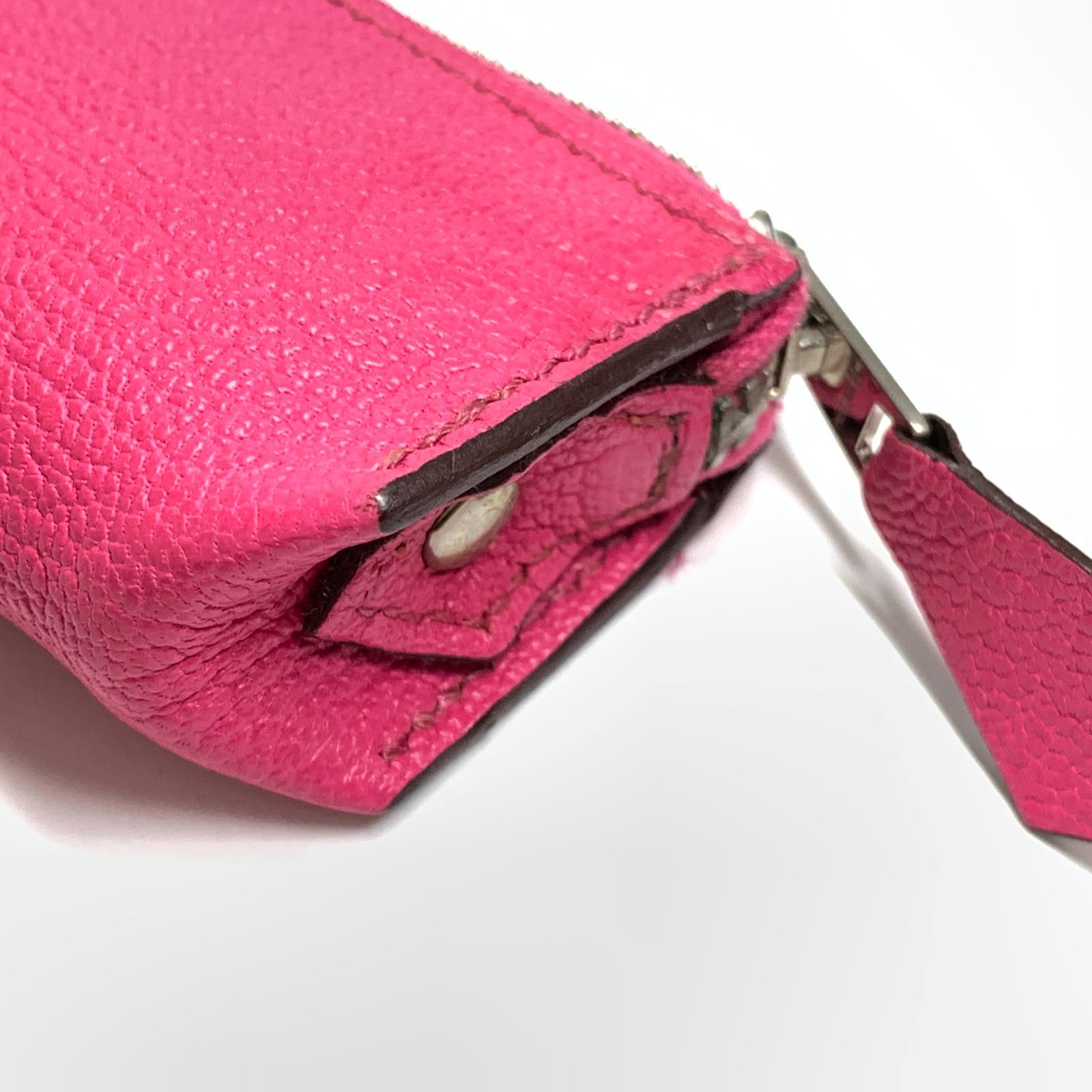 f001 B 美品 エルメス HERMES ペンケース ピッコロ ピンク シルバー