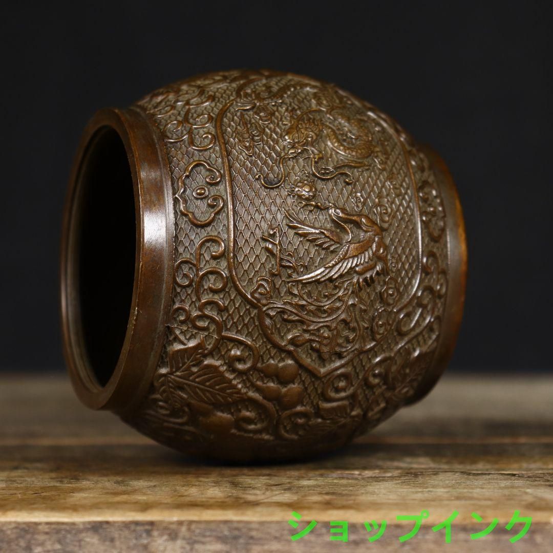 銅 細工 龍鳳茶壺 茶道具 香道具 装飾品 工芸品 置物 - メルカリ