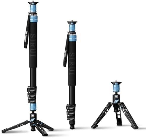SIRUI AM-404FL カメラ一脚 足付き 74.8インチ アルミニウム トラベルビデオ一脚 取り外し なベース付き スリムで軽量 最大荷重26ポンド 360°パノラマパン 4セクション Canon Nikon Sony用