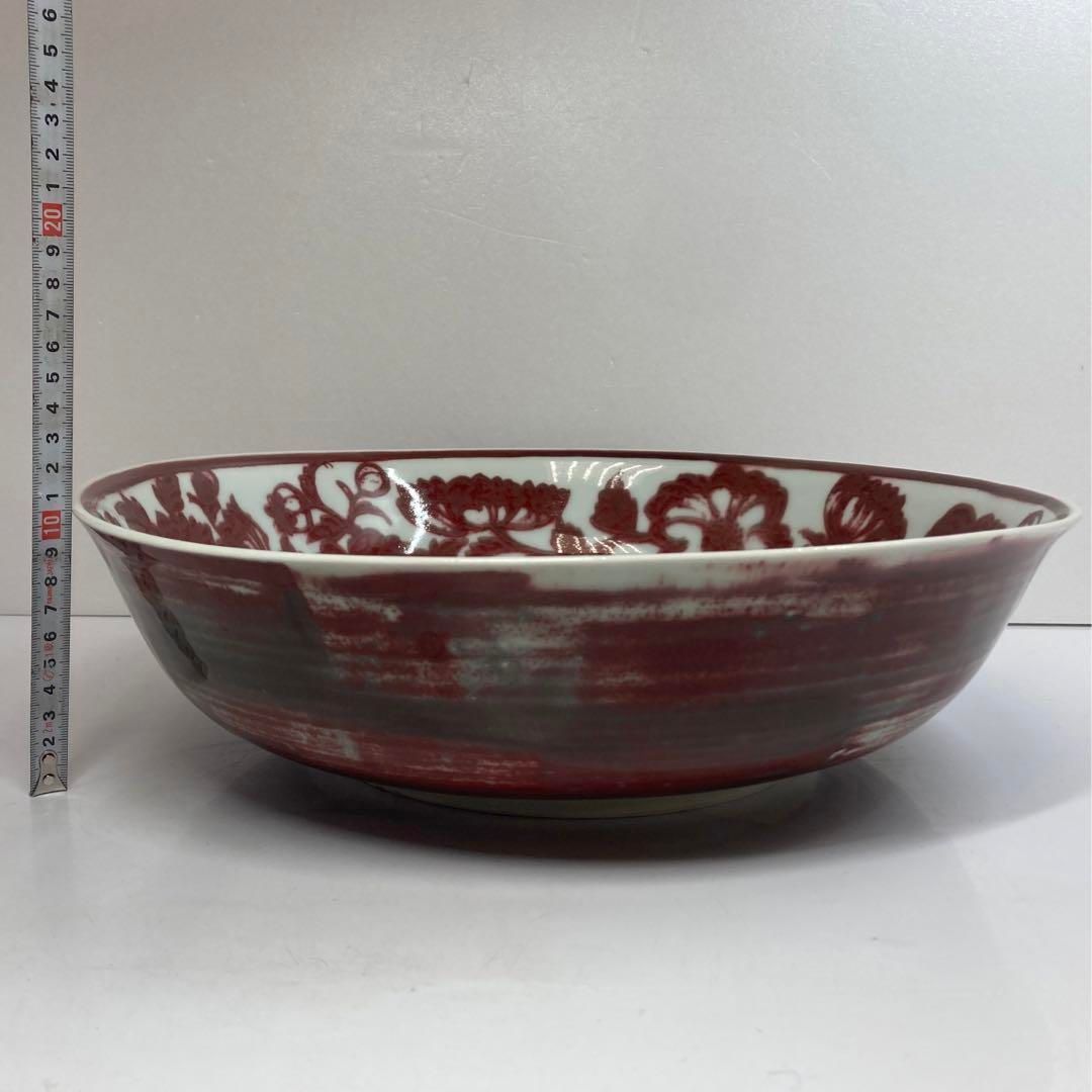 紬裏紅花鳥文大鉢