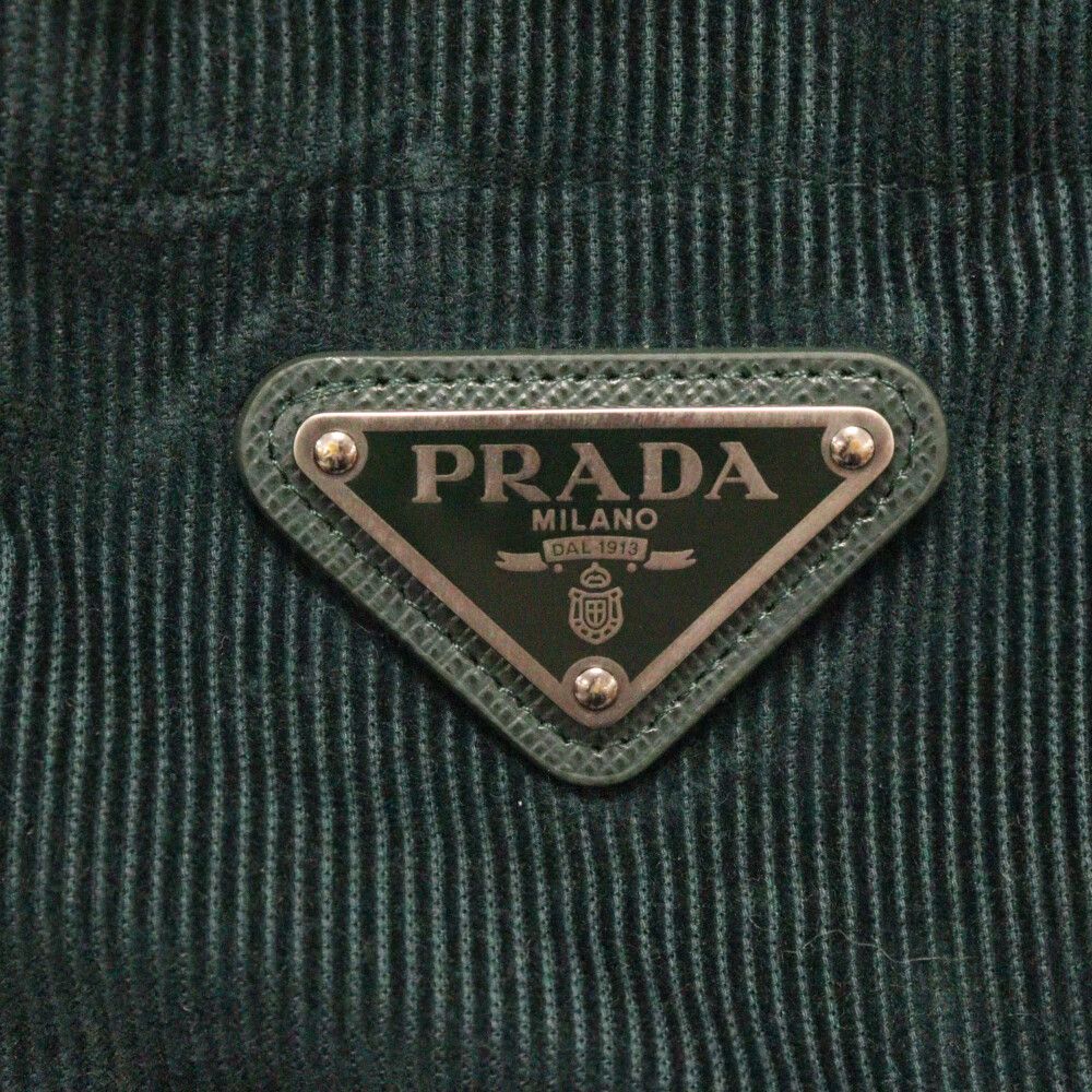 PRADA (プラダ) 21AW Triangle Logo Light Pad Velvet Shirt ロゴプレート コーデュロイジャケット グリーン SC554M S212 1JHC