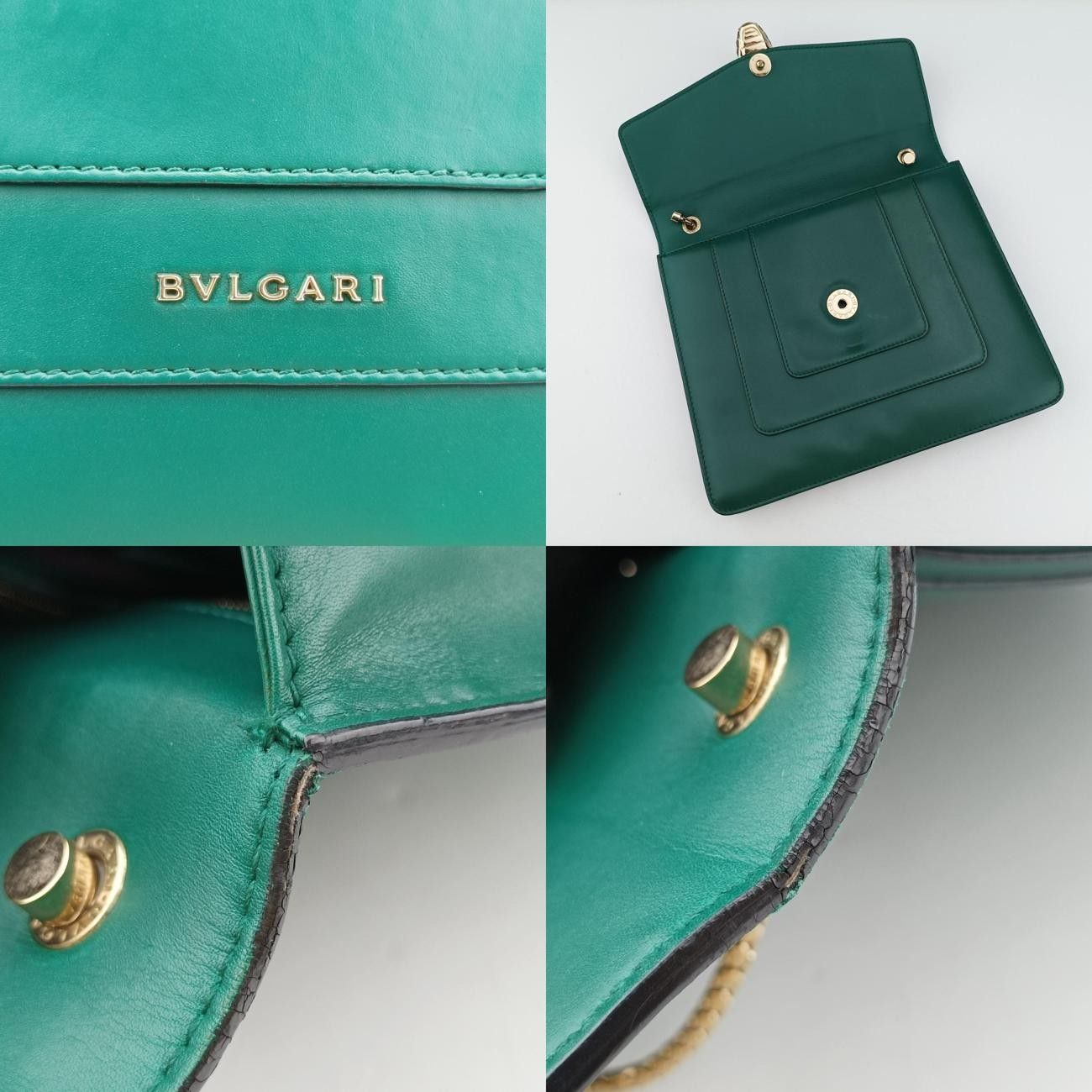 ブルガリBvlgariセルペンティ フォーエバーグリーンレザーMM.M13.34566