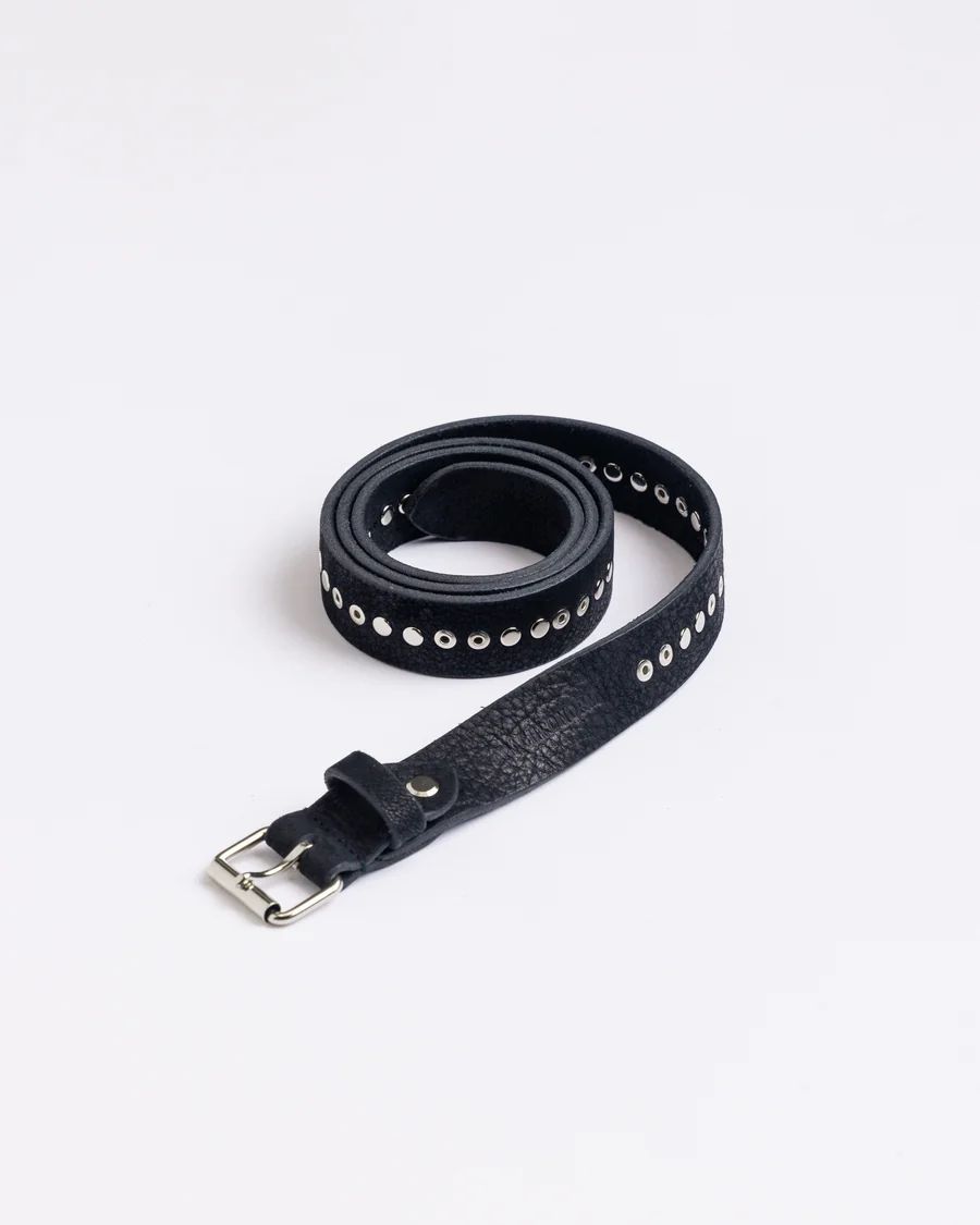 ANACHRONORM 25aw DECORATIVE LEATHER BELT BLACK アナクロノーム 2025aw レザーベルト リベットパーツ ANBB043