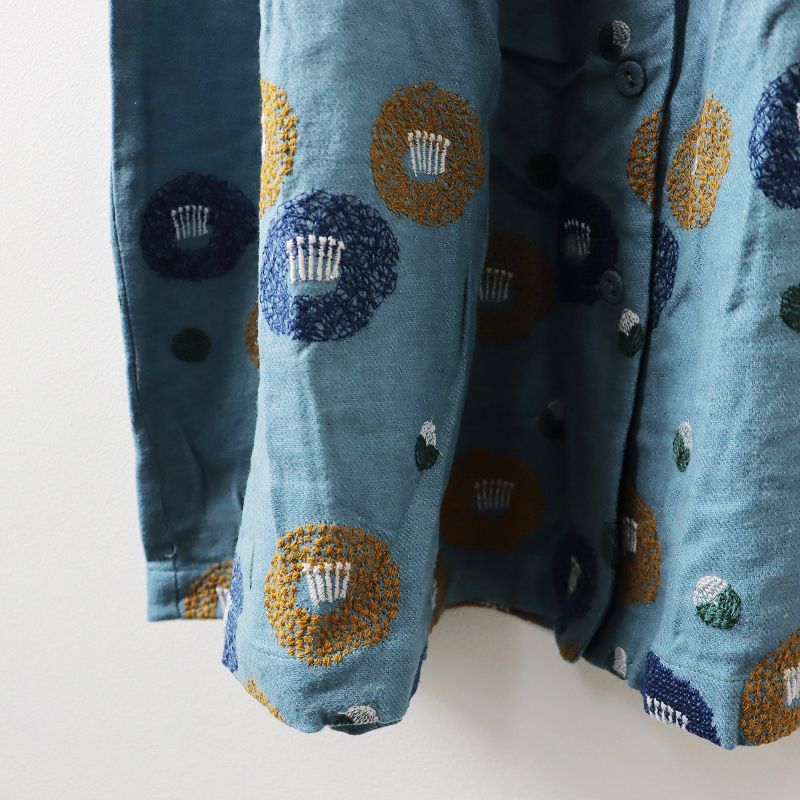 未使用 マーブルシュッド marble SUD EMB ツバキ 刺繍 Vネック