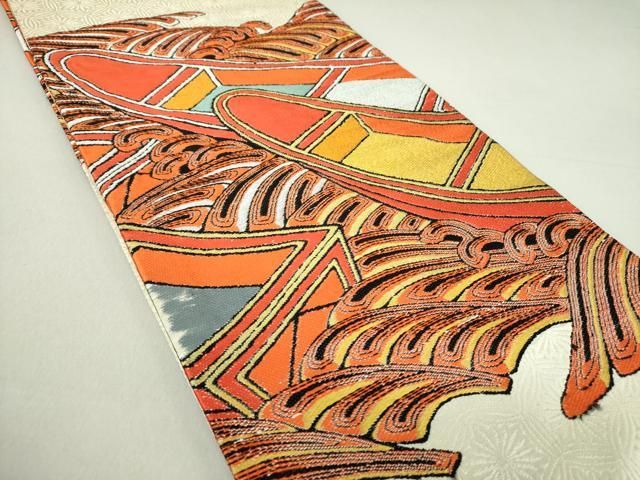 唐織 椎朱小舟錦