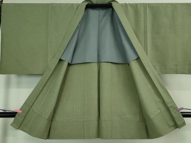 平和屋本店□極上 男性 結城紬 アンサンブル 長羽織 単衣 100亀甲 総  