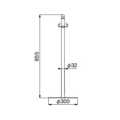 シロクマ フロアパーティションポール クローム 鏡面 FPP-0205