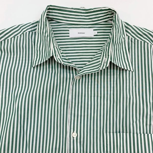 GRAPHPAPER グラフペーパー ストライプ シャツ Broad L/S Oversized