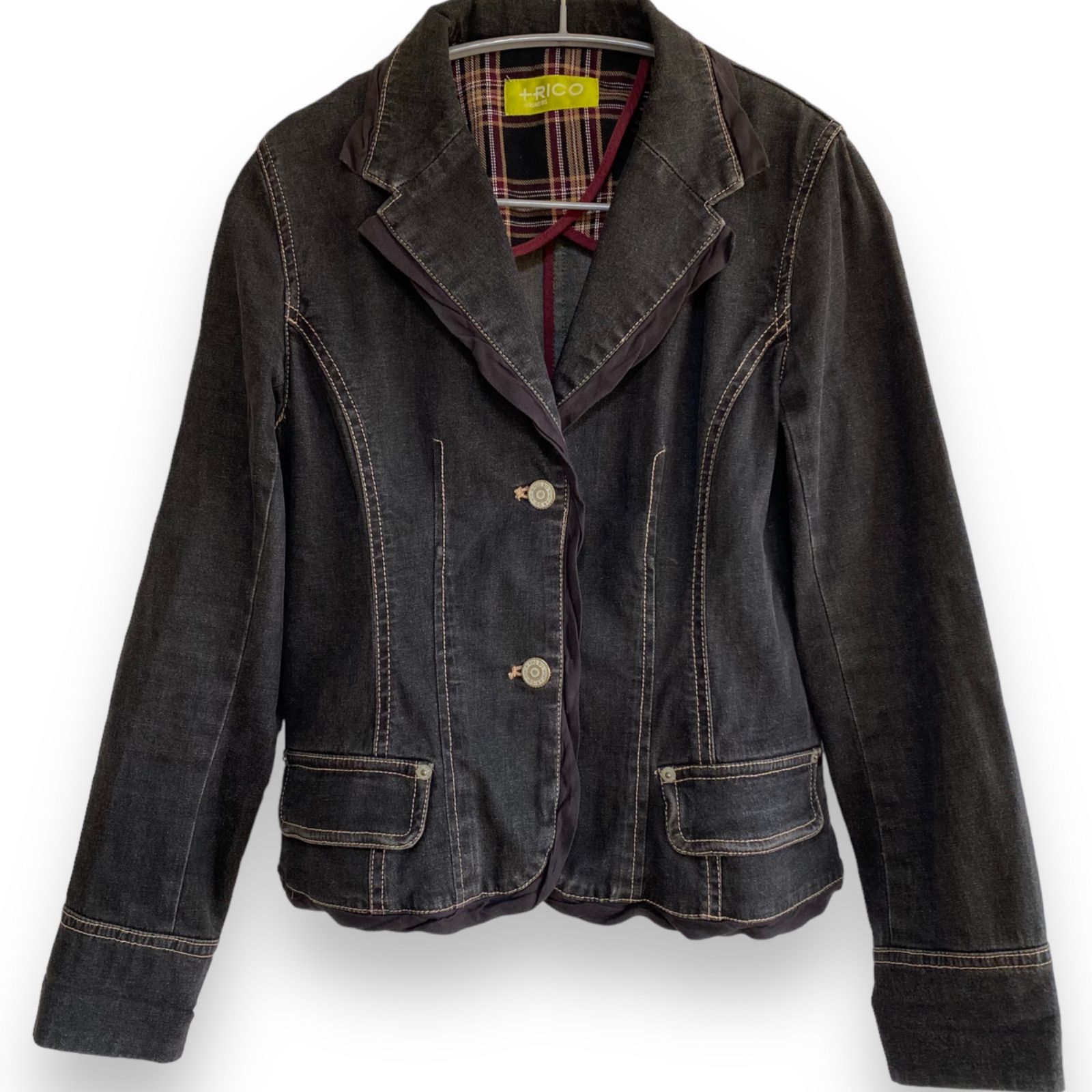 ★ RICO HIROKO BIS 長袖 ウールジャケット 11 ブラック ヒロコビス 1901WS054 購入38000円 HIROKO BIS ヒロコビス +RICO メッシュトップス