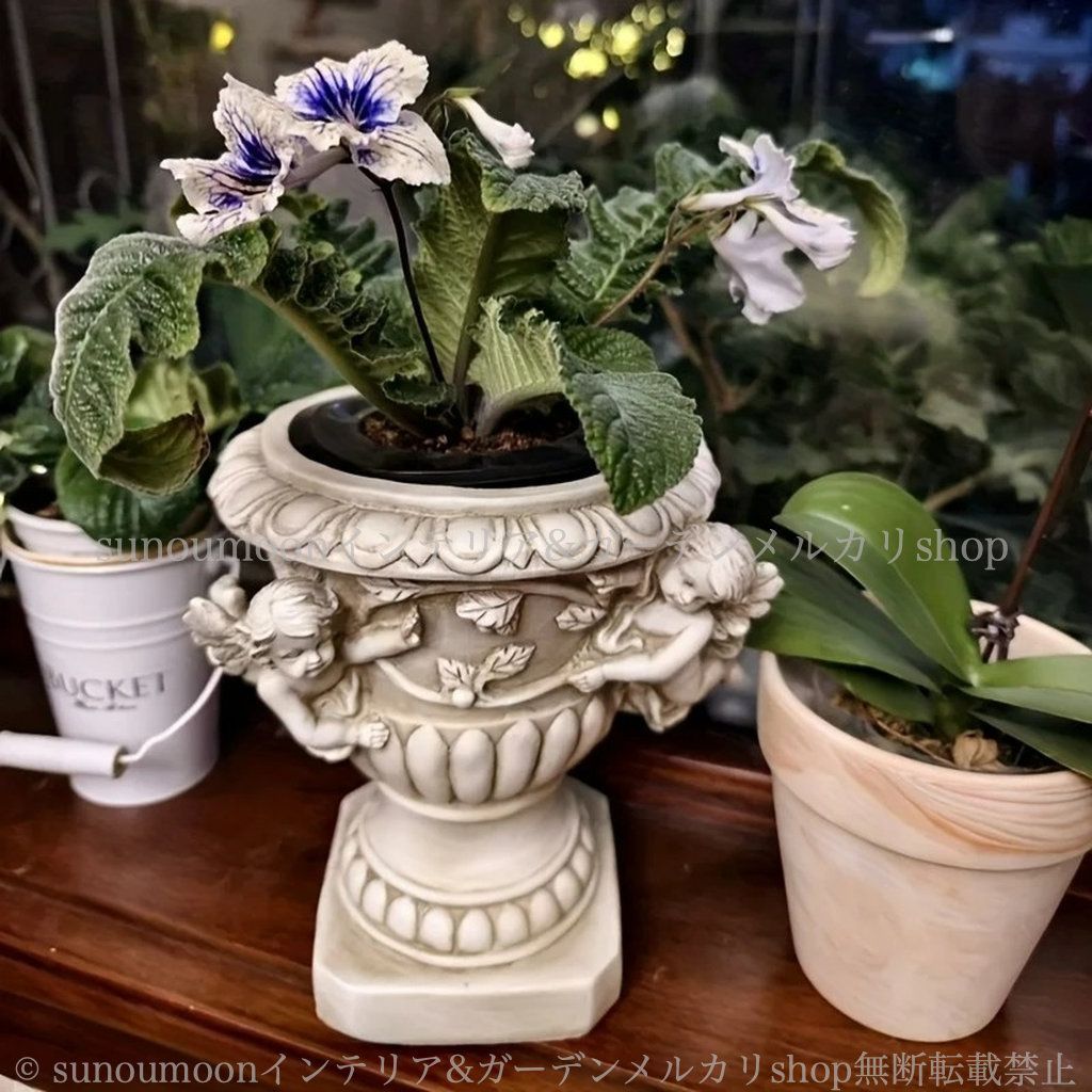 雑貨 ガーデン ガーデンインテリア 鉢植え 植木鉢 お洒落 エレガント インテリア エンジェル 白 おしゃれ 天使 庭の装飾 ホワイト ローマ風 ガーデン雑貨 プランター 庭 ガーデニング ヴィンテージ調 4-7