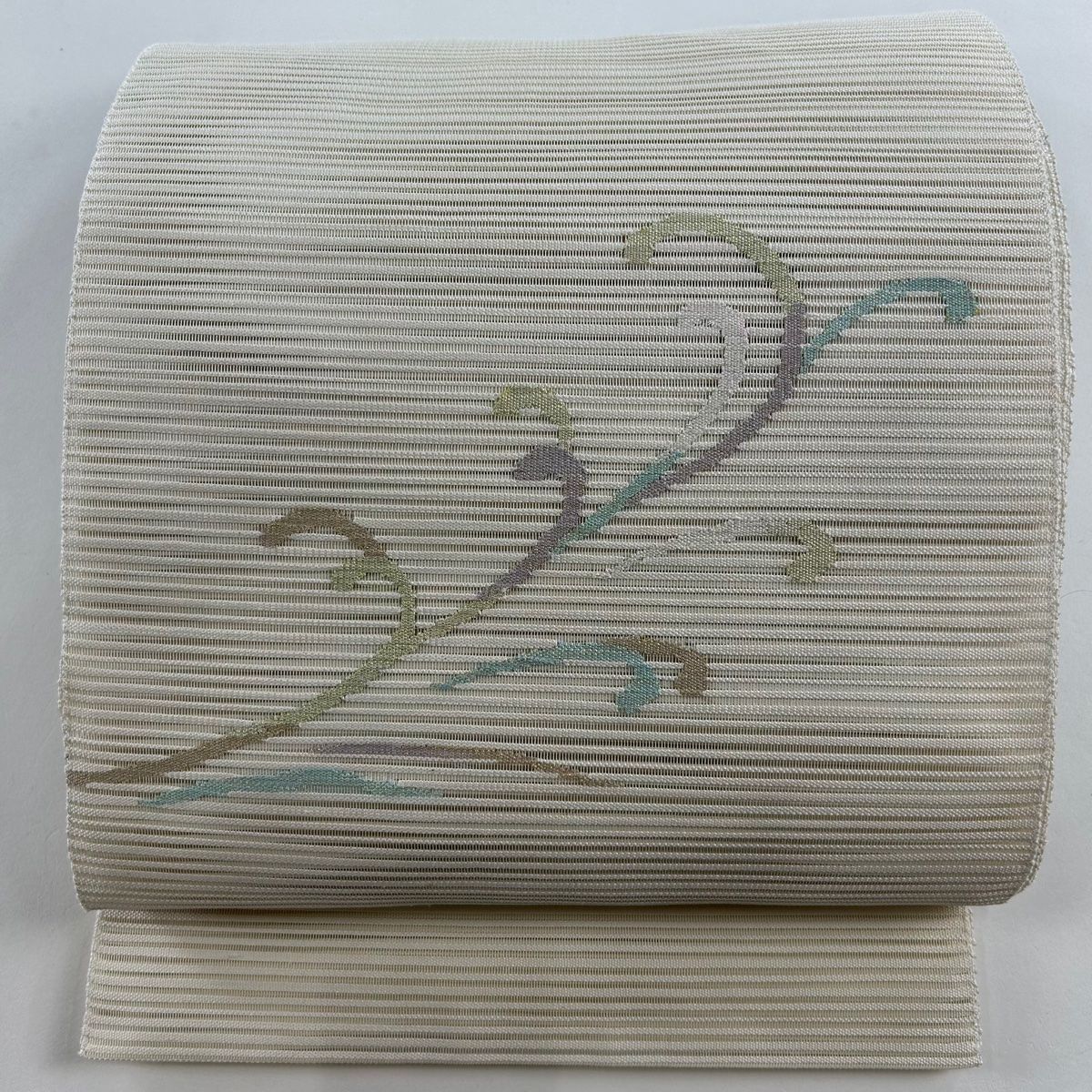 名古屋帯 美品 秀品 夏帯 絽 八寸名古屋帯 唐草 金糸 クリーム