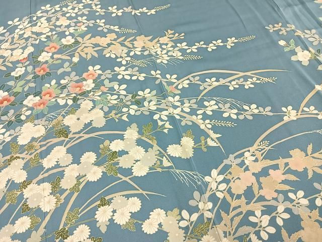 平和屋着物○訪問着 作家物・阿部武 紬地 手描き 遠山風景草木文 正絹