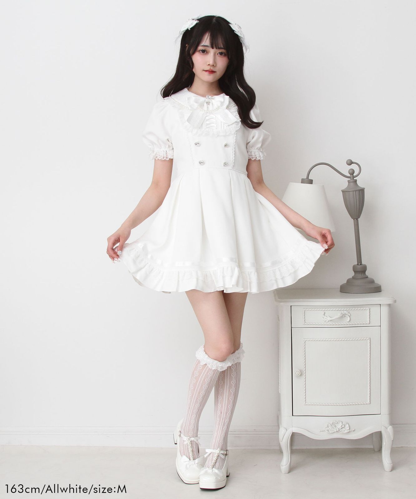 ディアマイラブエミリー　ワンピース　ジャンスカ 夢展望公式 [新品未使用] レースアップジャンスカ風ワンピ
