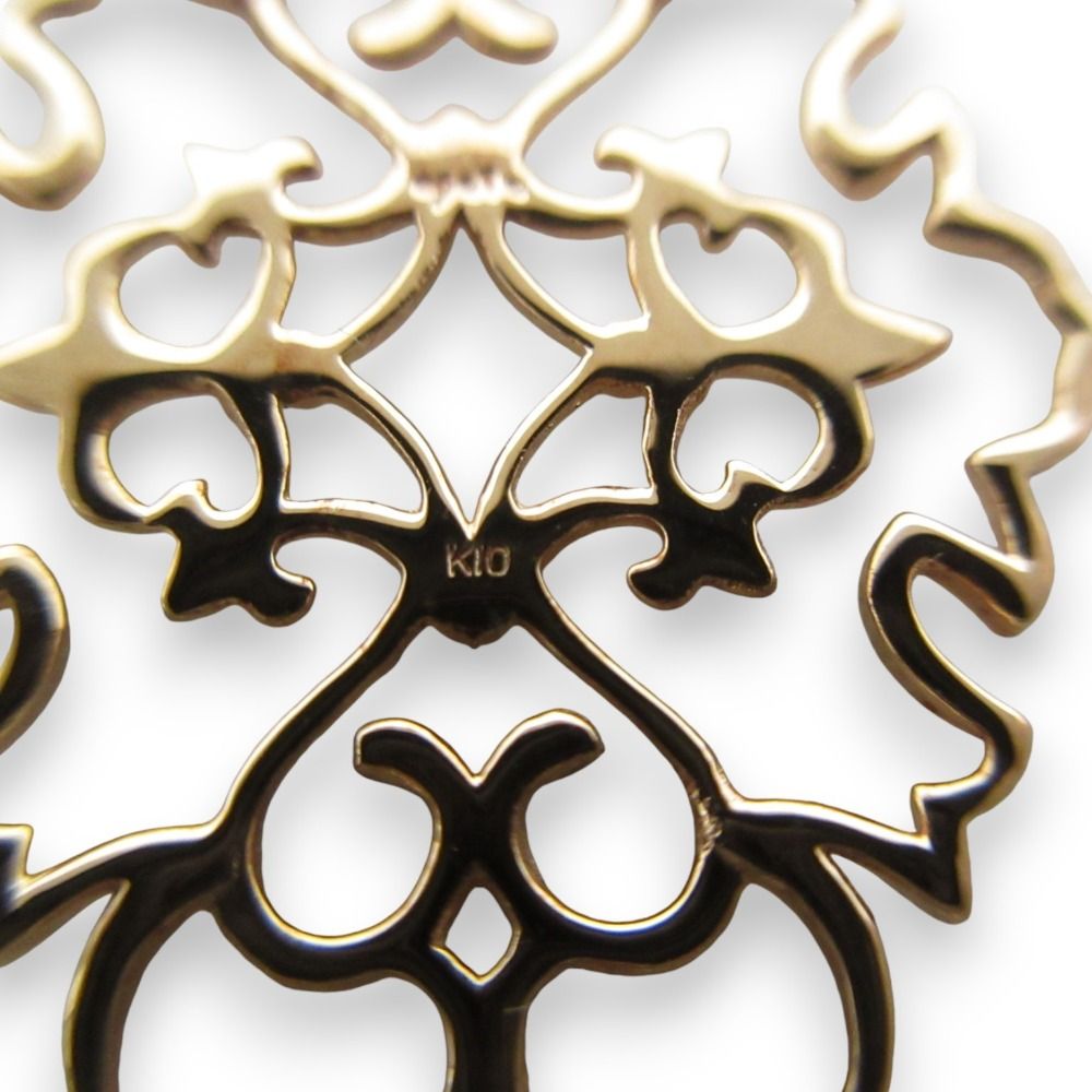 美品 agete アガット K10 ジャスミン 透かしチャーム ペンダントトップ