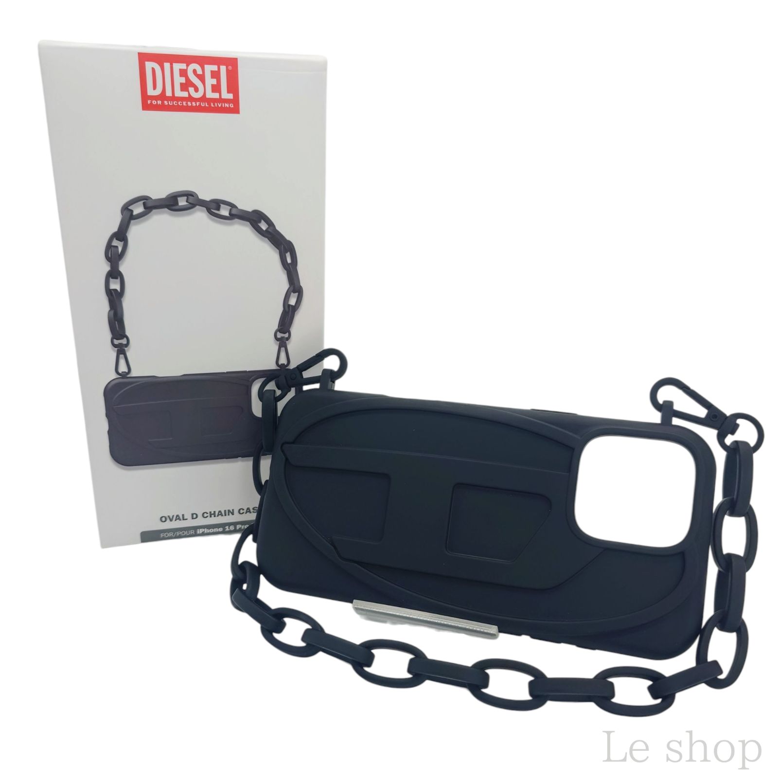 DIESEL ディーゼル iPhone16 pro Max オーバルDチェーンケース スマホケース ブラック
