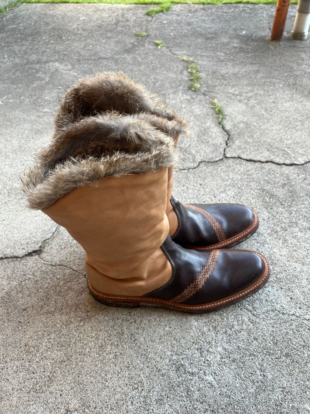 2002AW Number (N)INE NOWHERE MAN Rabbit Fur Western Boots
