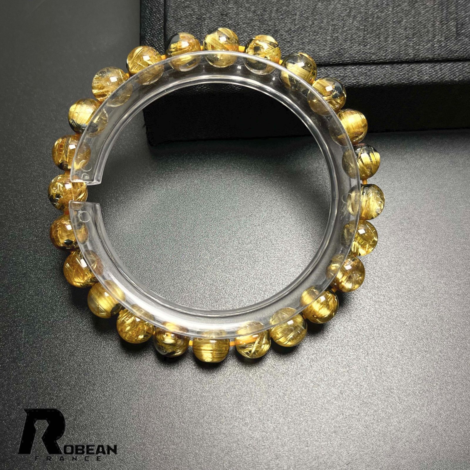 絶賛 EU製 定価24万円 ROBEAN 太陽花タイチンルチル 黄金針水晶 金運 開運 ゴールド ブレスレット パワーストーン プレゼント 7.3.-7.8mm K0527715