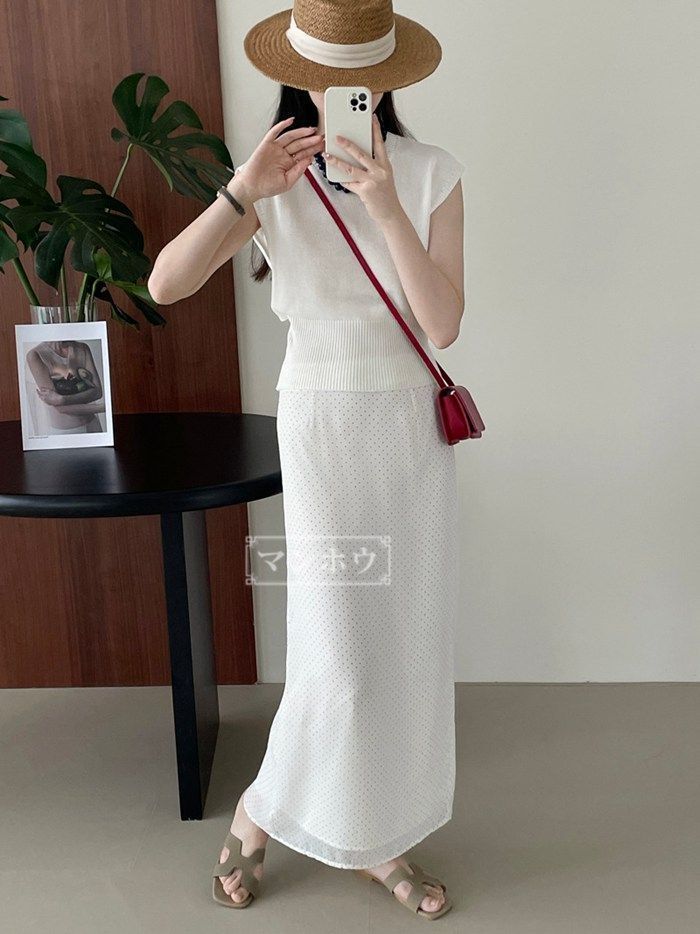 ロングスカート ボトムス レディース 秋タイト 長め ロング丈 スカート 水玉 きれいめ カジュアル 通勤 春 夏  taochuan41