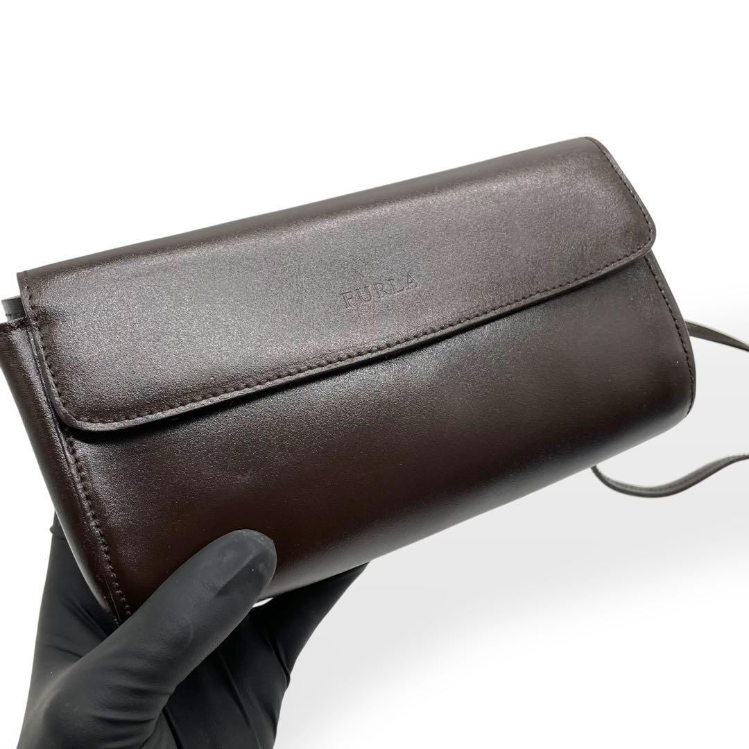 極美品 FURLA フルラ ショルダーバッグ レザー ブラウン 斜