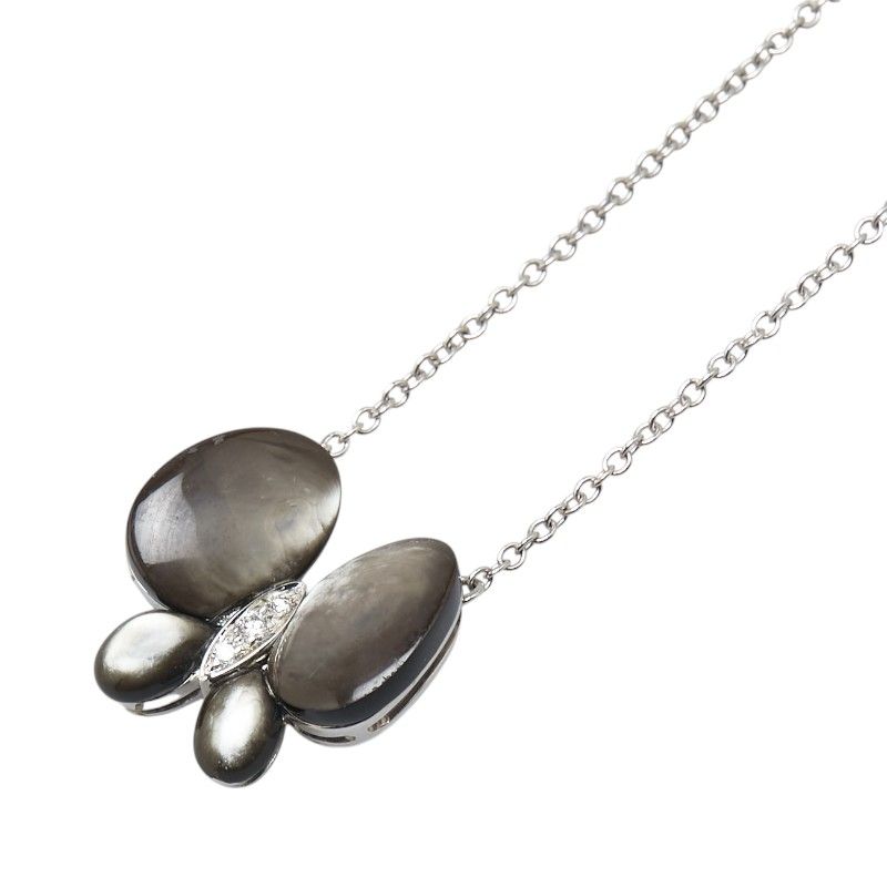 バタフライ 蝶 モチーフ ペンダントネックレス K18WG ホワイトゴールド  