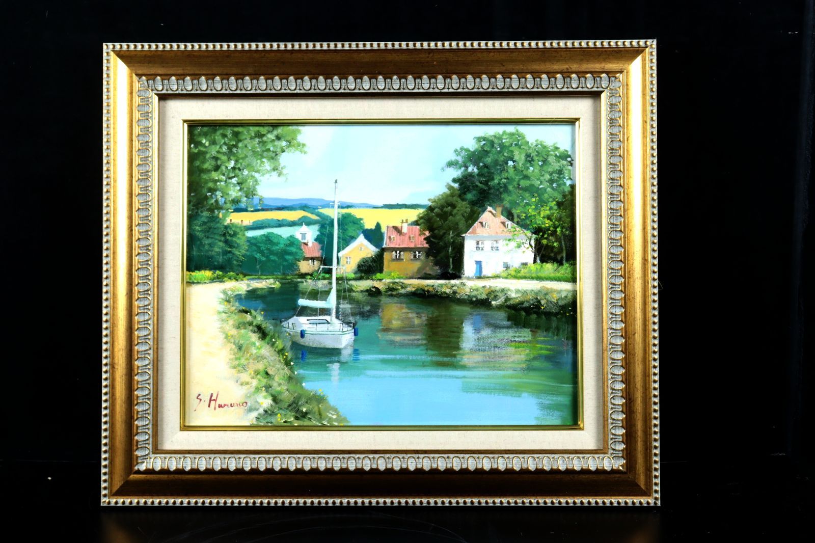 【真作】 河野剛 「 カンヌの街角 」 油彩　F4号　愛媛県出身　BK004 真作】 河野剛 「 カンヌの街角 」 油彩 F4号 愛媛県出身 BK004 - メルカリ