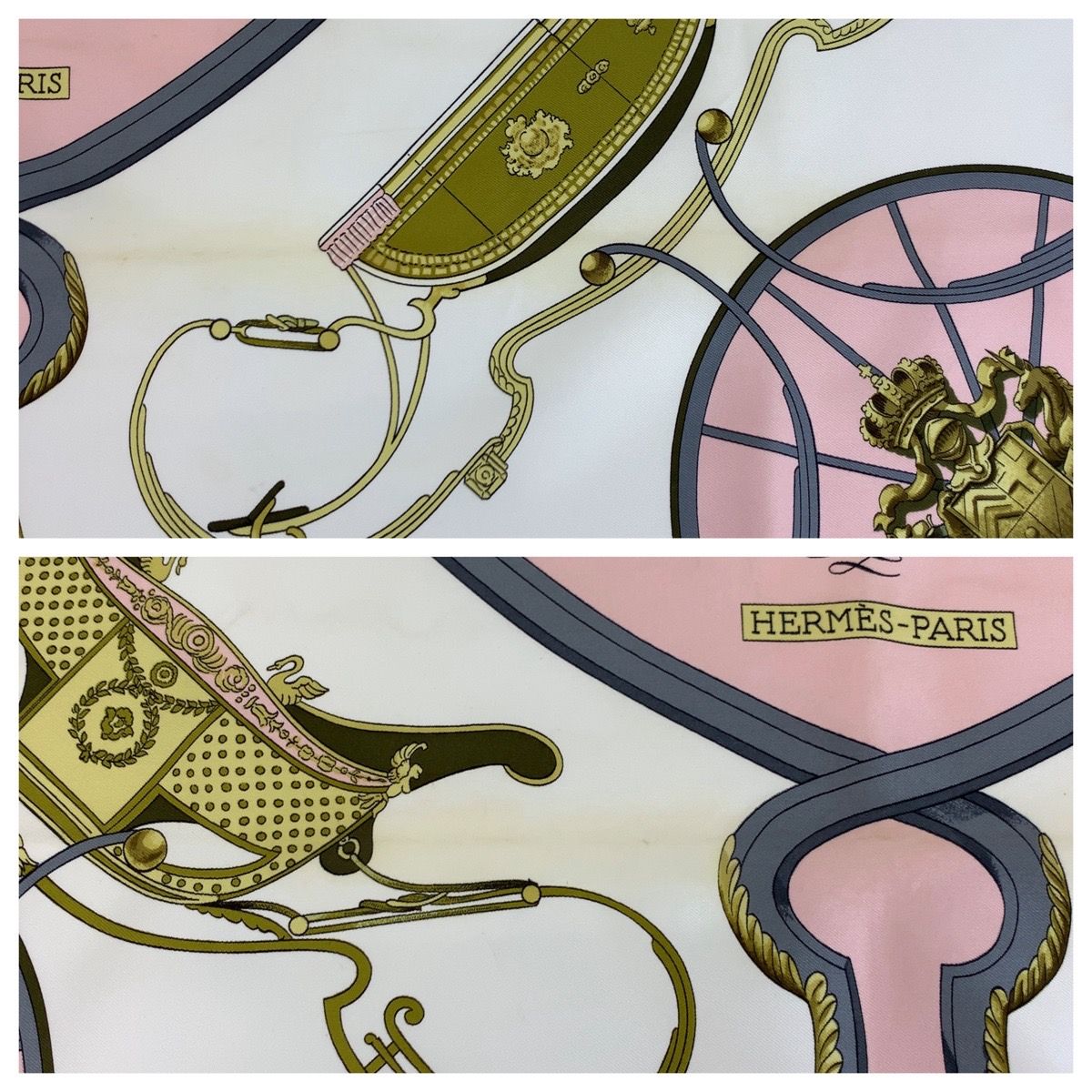 HERMES エルメス SPRINGS カレ90 ピンク シルク スカーフ 大判