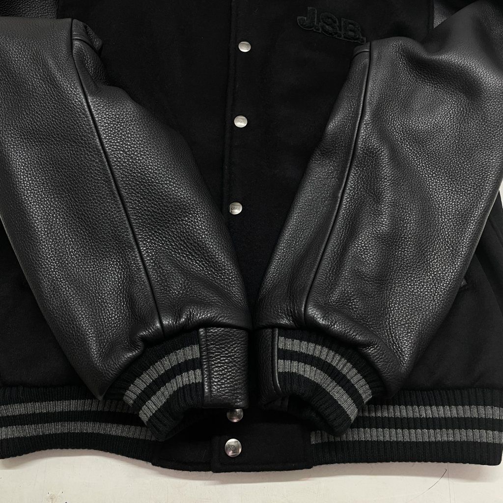 01w-4966 J.S.B Monogram Logo Varsity Jacket 袖レザー