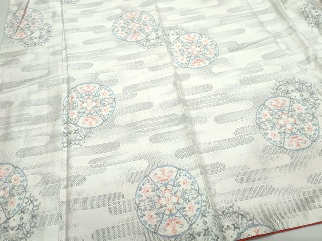 平和屋着物○本場大島紬 白大島 総絣 絵皿花文 正絹 逸品 CAAR8285vf