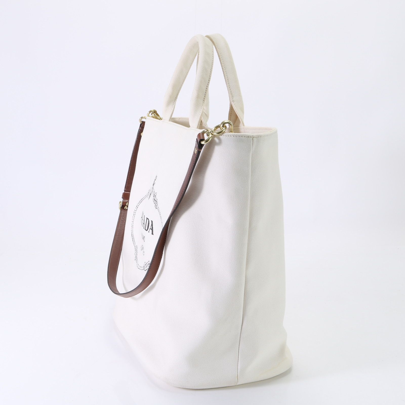 極美品 プラダ 三角ロゴ カナパ キャンバス 2WAY トート バッグ