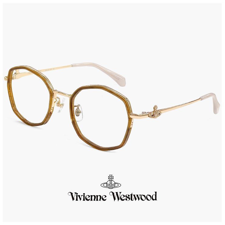 ヴィヴィアン ウエストウッド 40-0035 c02 Vivienne Westwood レディース メガネ 眼鏡 40-0035-2 多角形 セル巻き フレーム べっ甲柄 ブラウン カラー オーブ ダミーレンズ発送